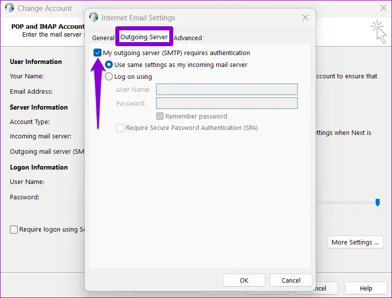 Repair Outlook Error 0x800ccc0e and Send Messages 6 Outgoing Email Server Outlook Settings
