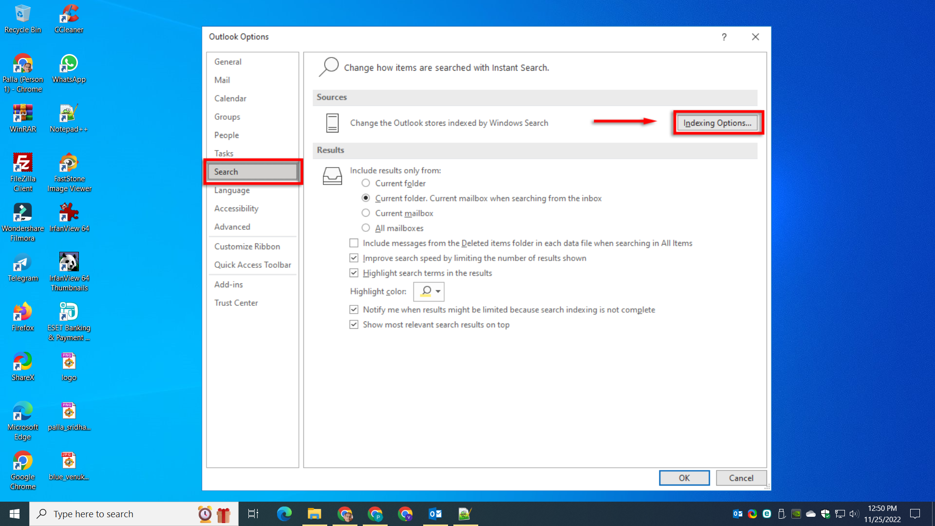 Make Outlook Search Not working Error Free 3 Outlook Indexing Options