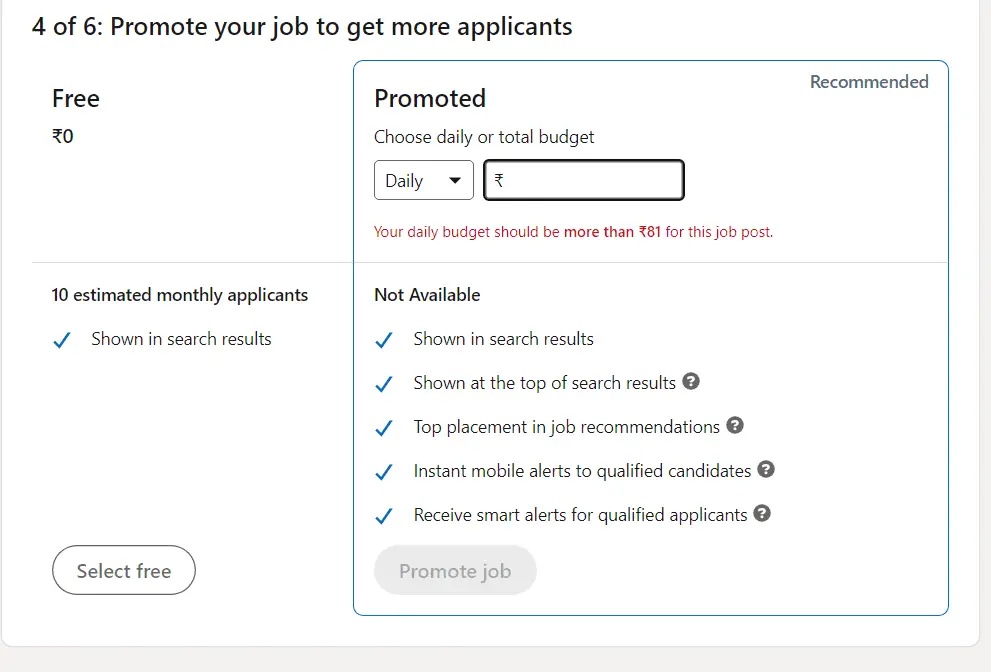 Cost to Post a Job On LinkedIn - Pricing, Benefits and Budgeting 6 Minimum Daily Budyget Linkedin Job Post