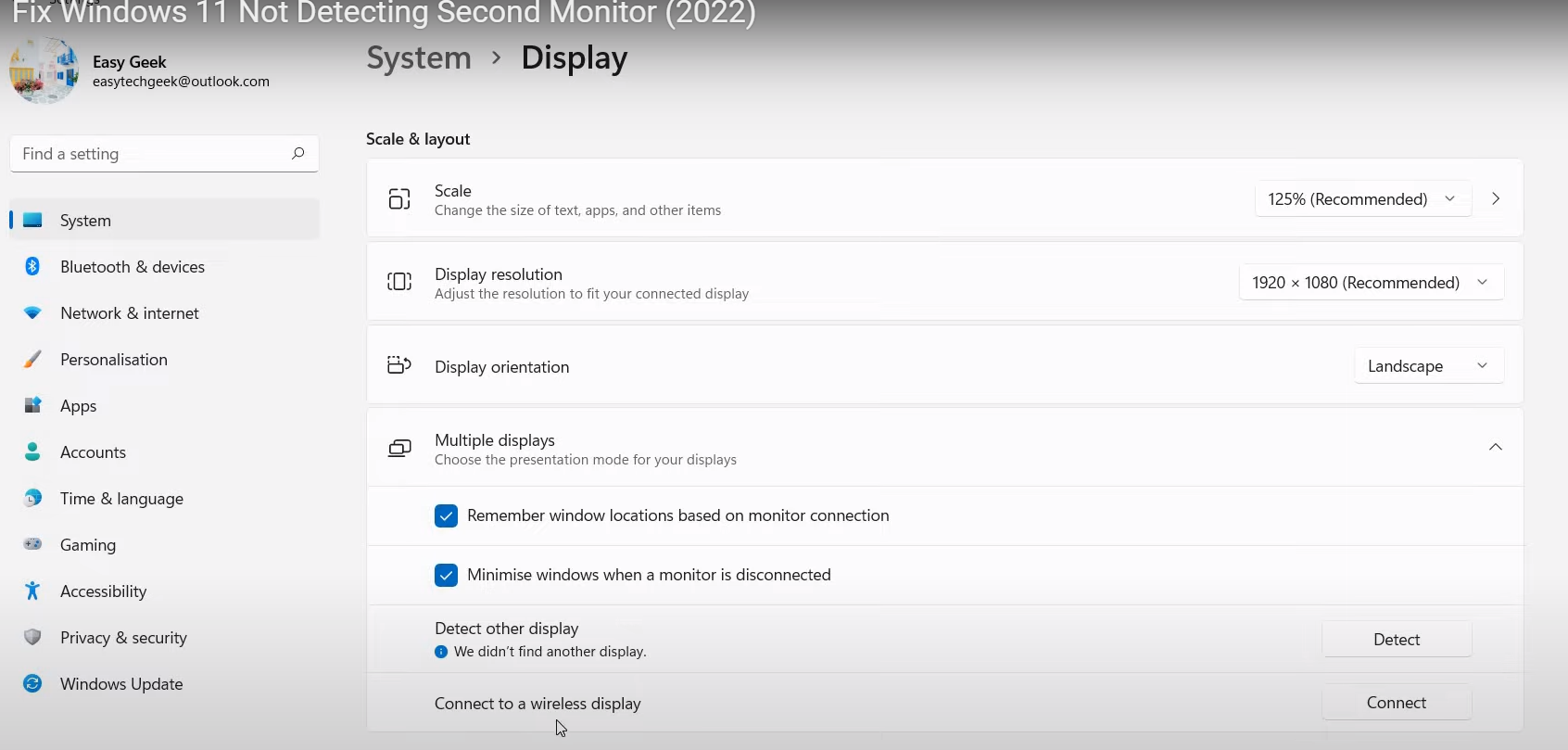 Solving Windows 11 Dual Monitor Bug - How To Get Your Second Monitor Working Again! 3 multiple displays windows 11