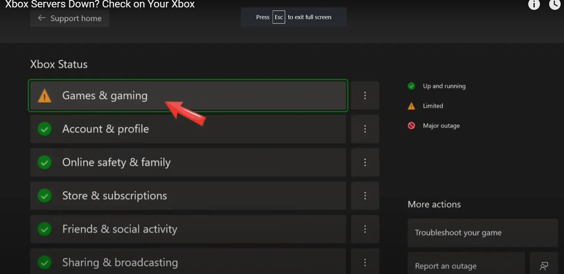 xbox status