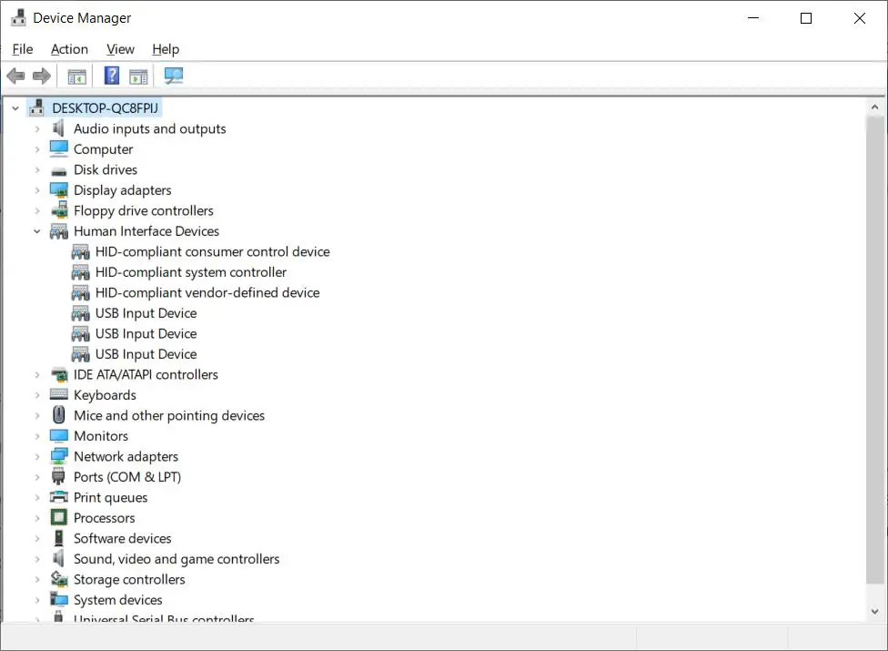 device manager hid devices