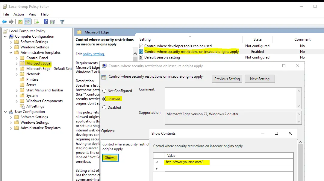 How to Fix Connection Not Secure in Microsoft Edge - 12 Working Solutions 7 group policy editor security ms edge
