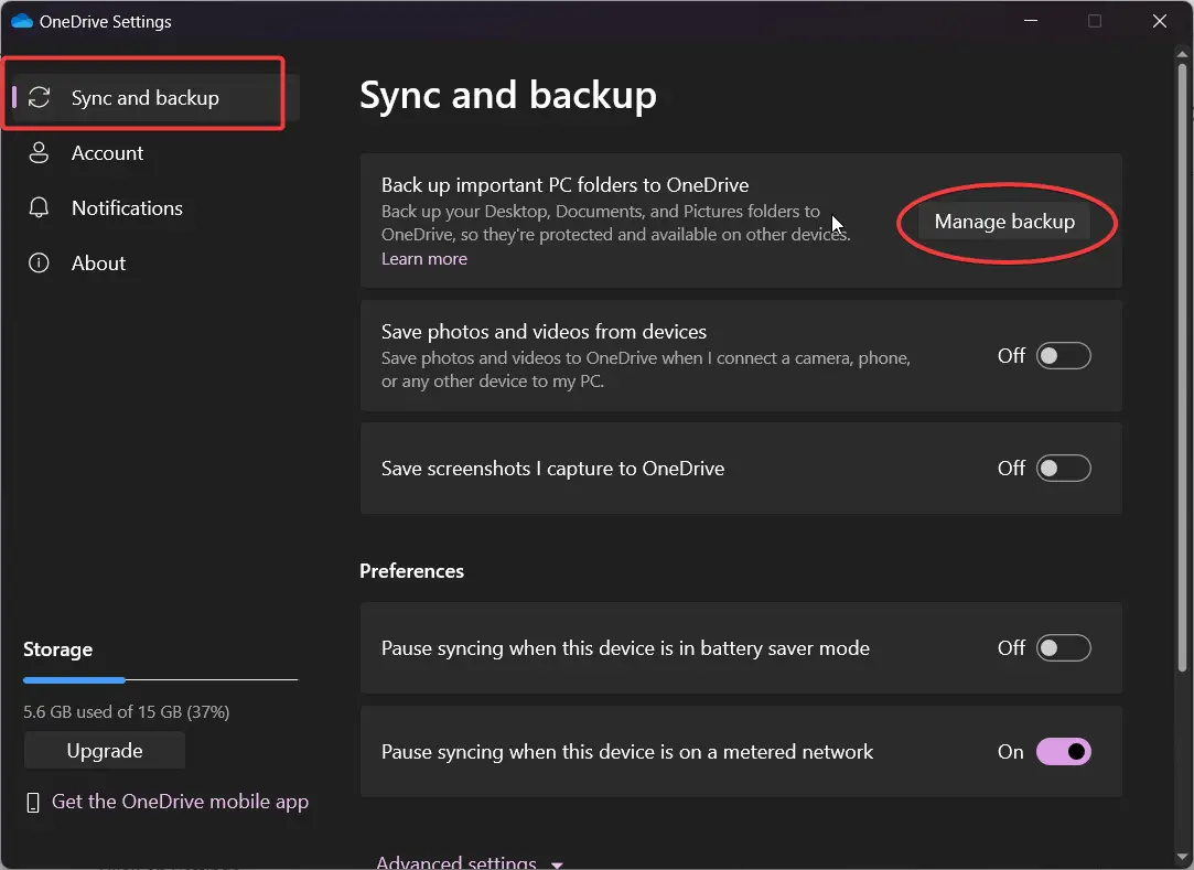 Onedrive Sync Backup