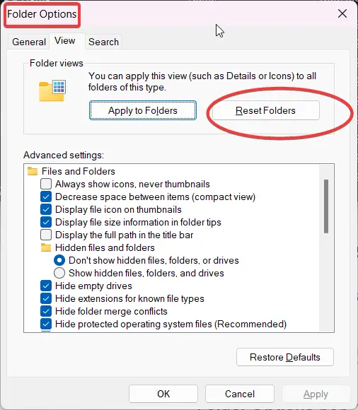 Reset Folder File Explorer Not Refreshing