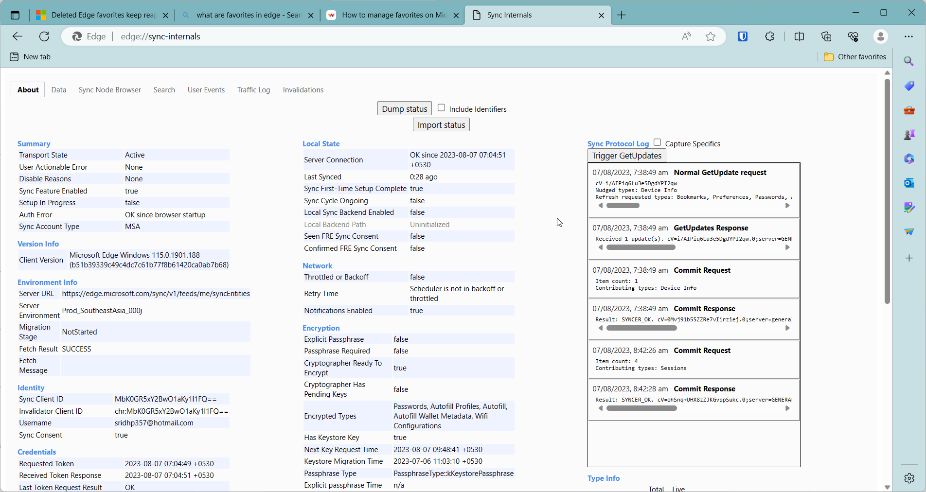How to Stop Edge Deleted Favorites Reappear again? 1 Edge Cloud Data