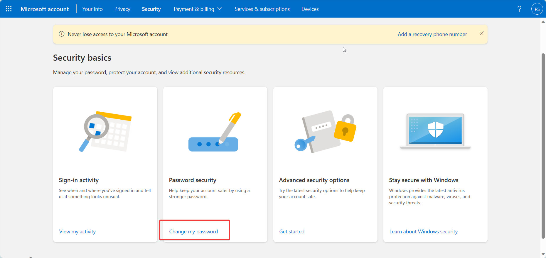 Fix Outlook not Syncing Errors in Windows and Android 3 Change Microsoft Account Password