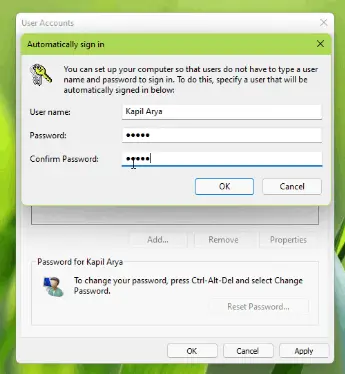 How to Login Automatically in Windows 11 3 username pwd win 11