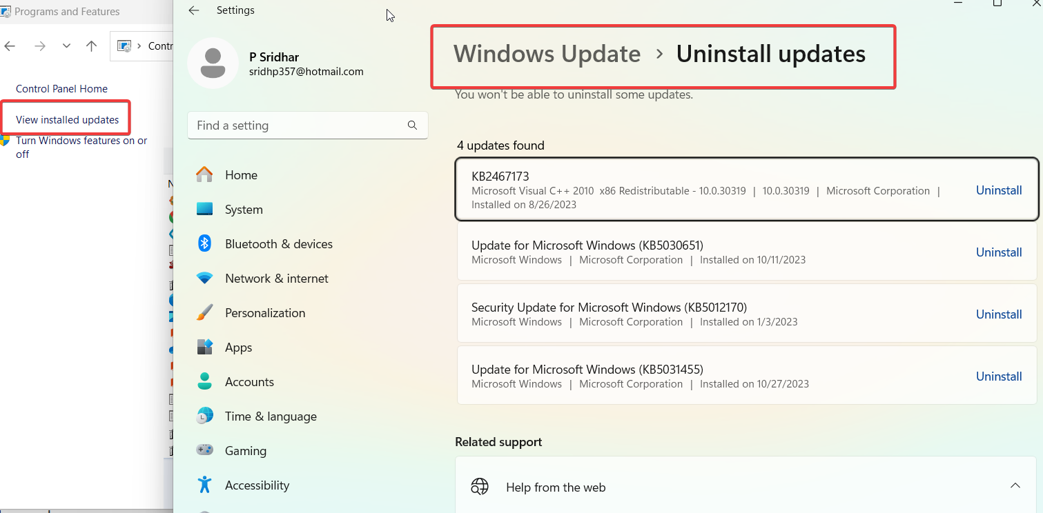 Uninstall Windows 11 Updates that Works. 2 view installed updates windows 11