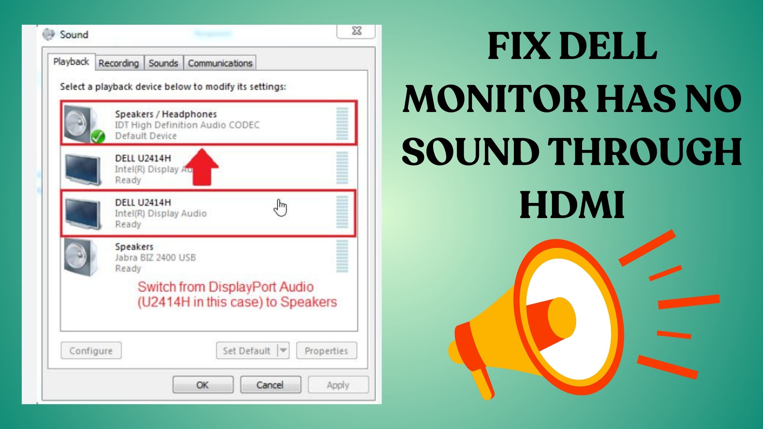 5 Steps to Fix DELL Monitor Has No Sound Through HDMI 1 change dell monitor sound playback device hdmi