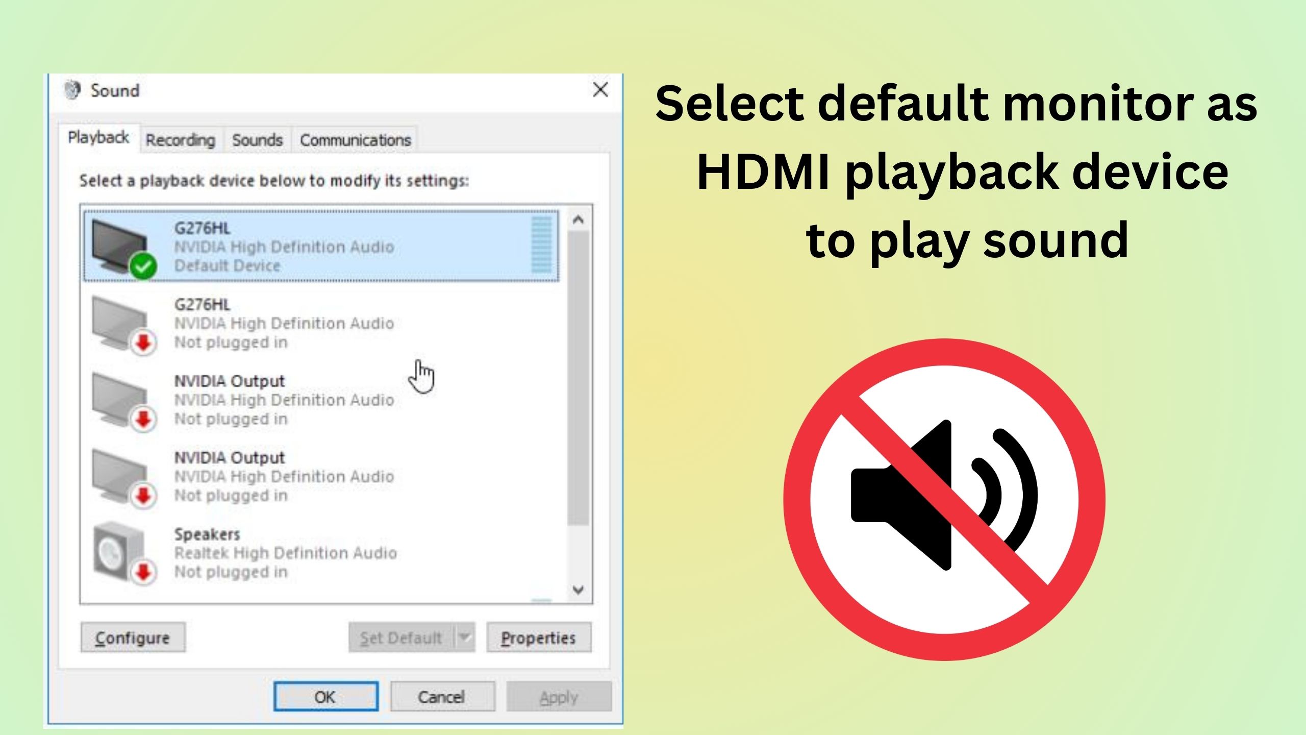 6 Strong Solutions to Monitor No Sound HDMI Problems 3 Monitor Default Sound Playback Hdmi