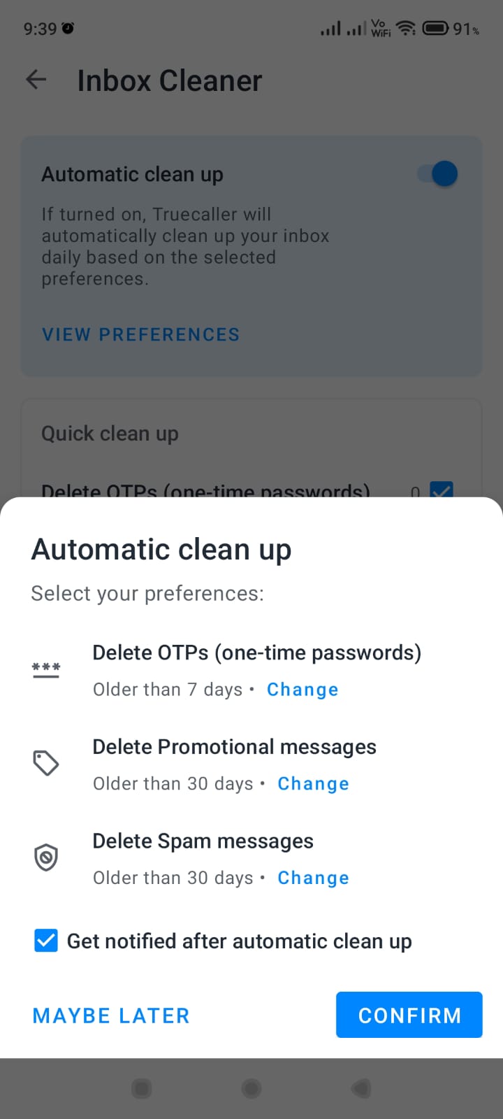 How to Delete Messages At Once on Truecaller 4 truecaller inbox cleaner preferences