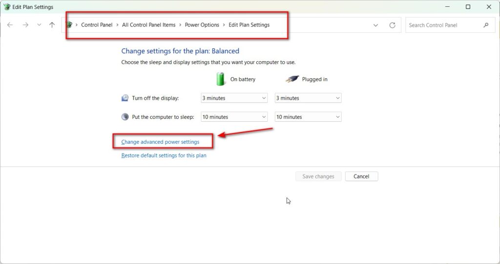 advaned power settings windows 11