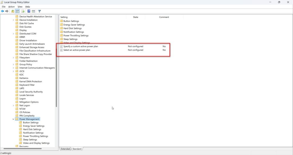 group policy editor advanced power settings windows 11