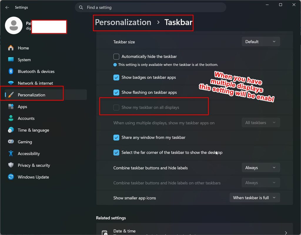 multi monitor taskbar for different displays