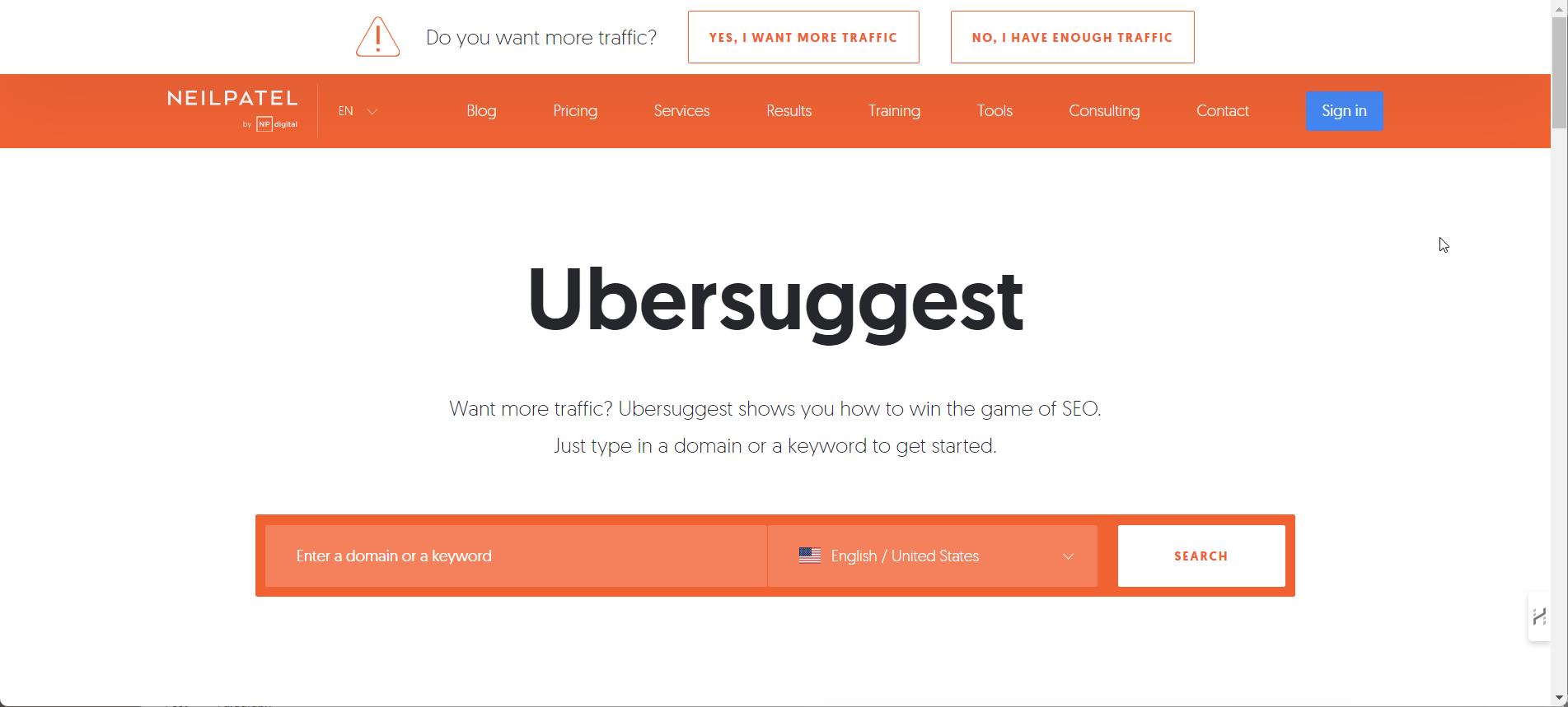 ubersuggest keyword research tools