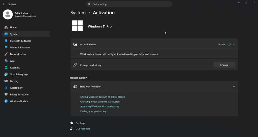 windows 11 activation state