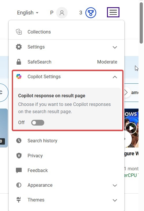 4 Simple Ways to Disable Copilot in Edge after 24H2 update 2 Copilot Settings Bing Search Edge