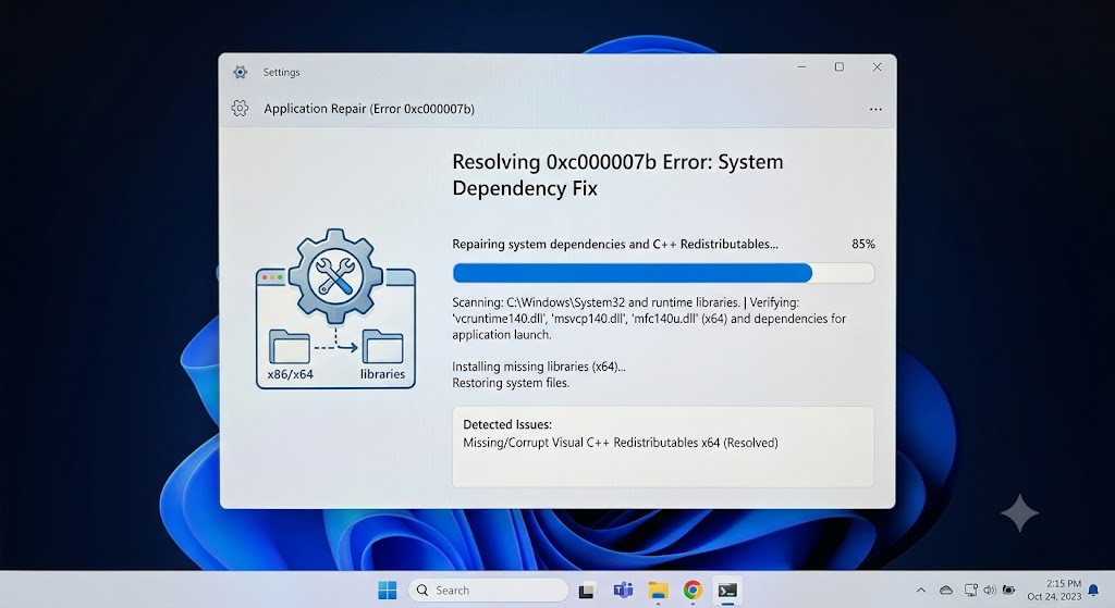 0xc000007b windows 11 typical error resolution
