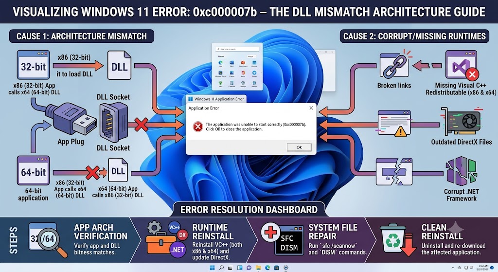 DLL Causes 0xc000007b what is the reason and fix