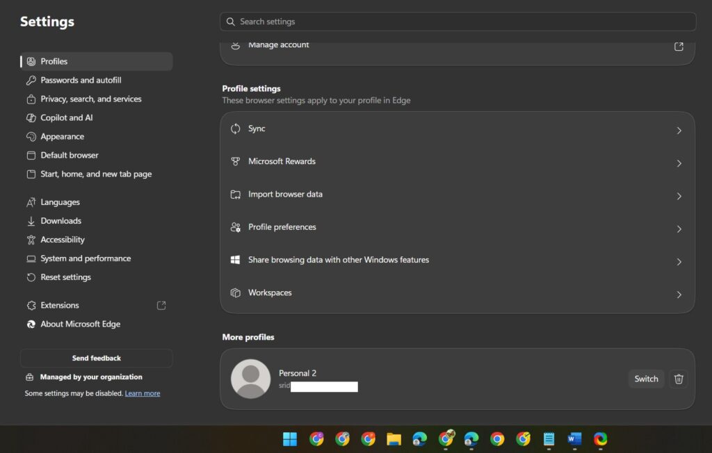change default account microsoft edge