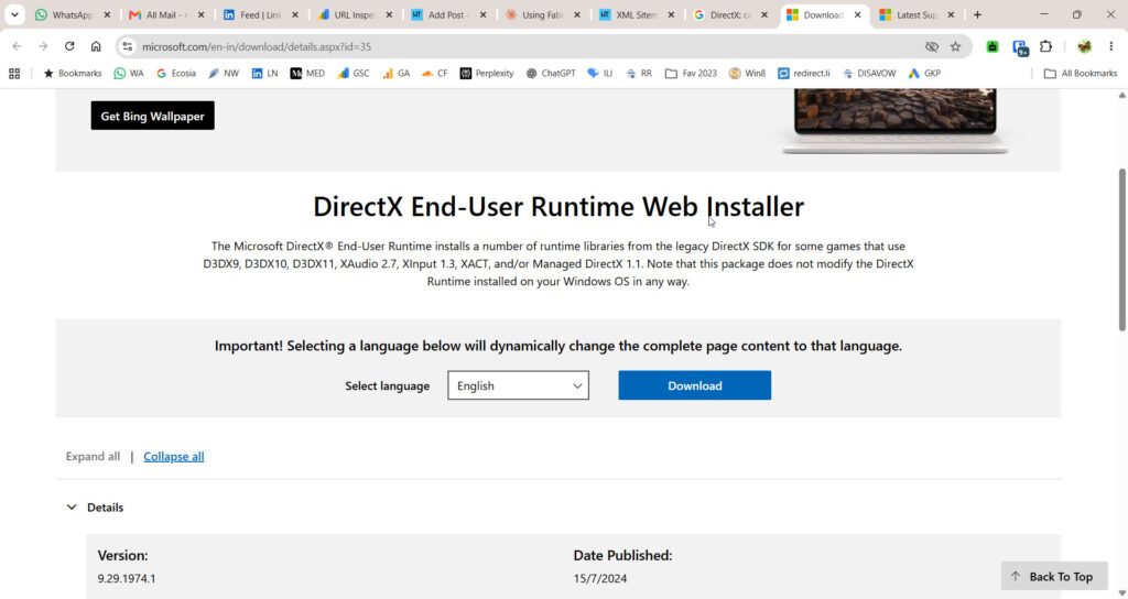 direct x download dll error