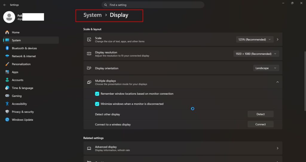 display settings windows 11 hdmi ports