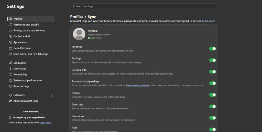 edge profiles sync
