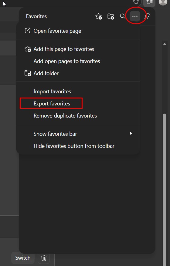 export favorites edge