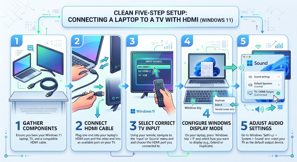 hdmi connect in laptop to tv windows 11 settings