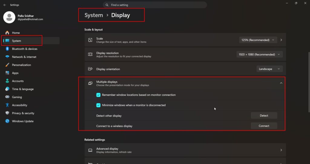 multiple displays windows 11
