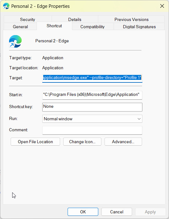 second edge profile separate