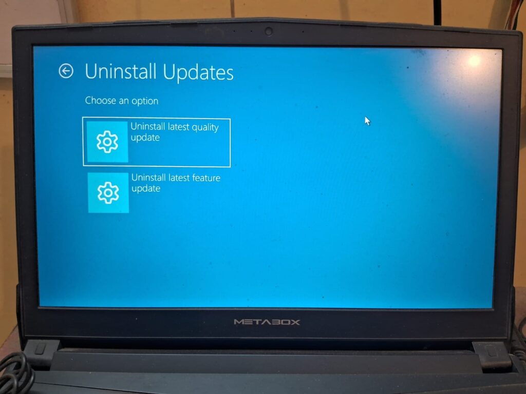 uninstall updates windows 11 boot error fix