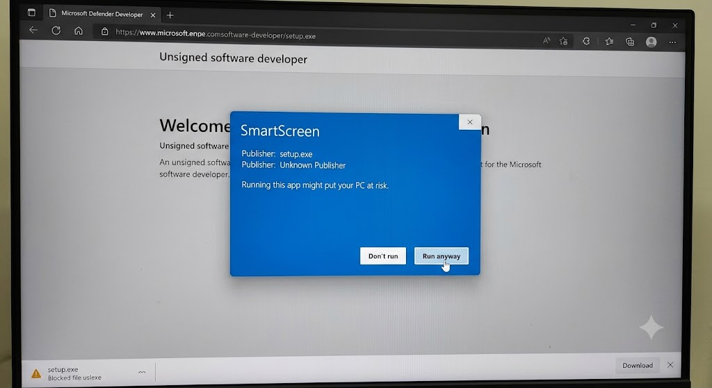 Isn't commonly downloaded SmartScreen typical warning screen