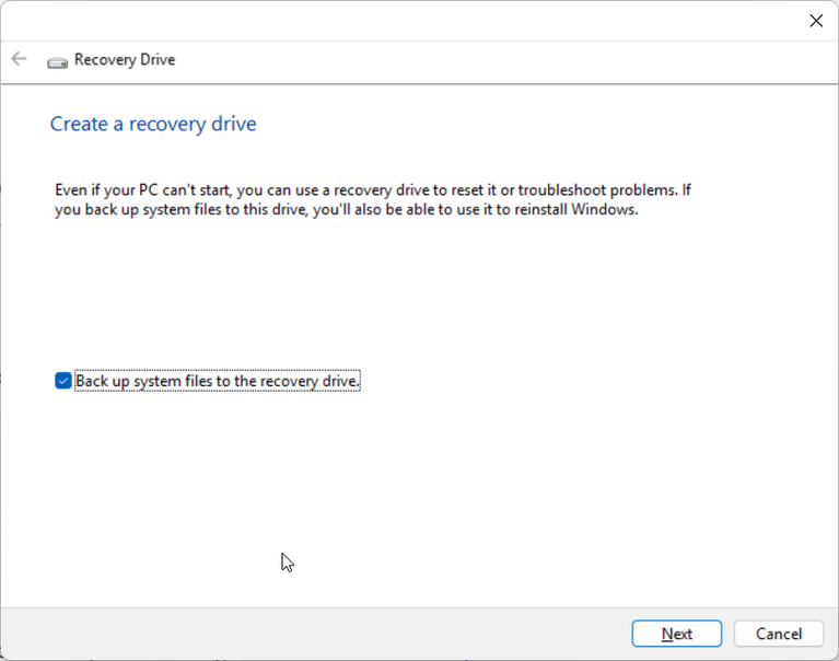 create a recovery drive windows 11