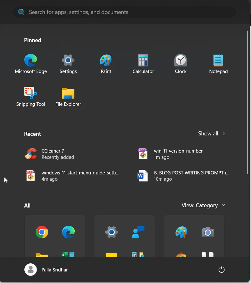 new windows 11 start menu