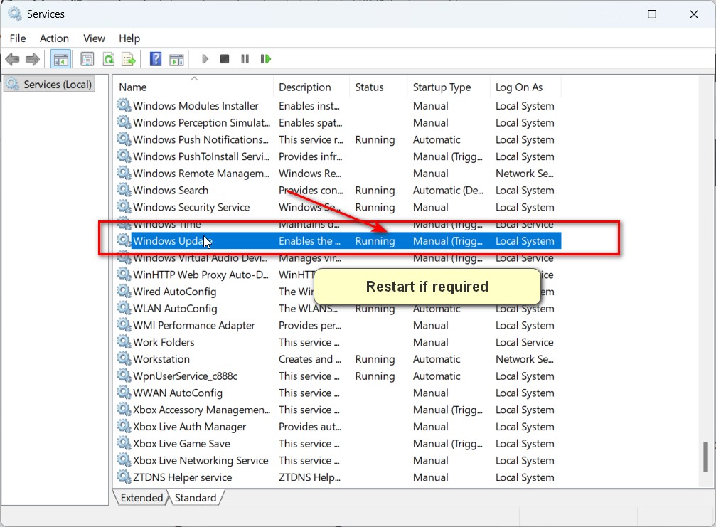 restart windows update service 1
