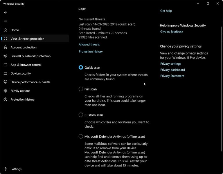 scan history windows defender
