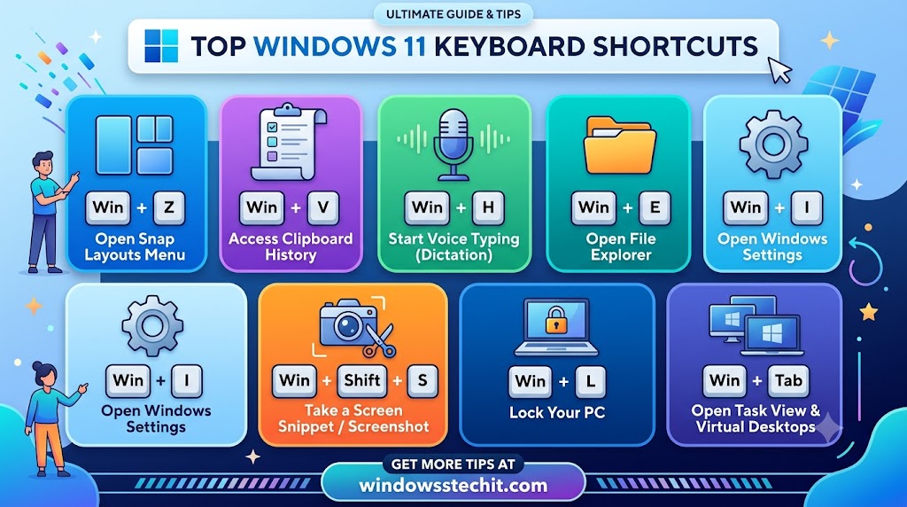 windows 11 keyboard shortcuts infographic