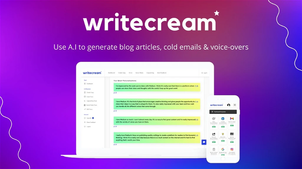 Writecream lifetime saas deals