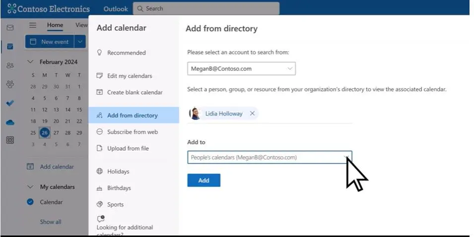 Effortlessly Sync Your Team - 5 Simple Steps to Create a Shared Outlook Calendar 3 add contact shared calendar 365