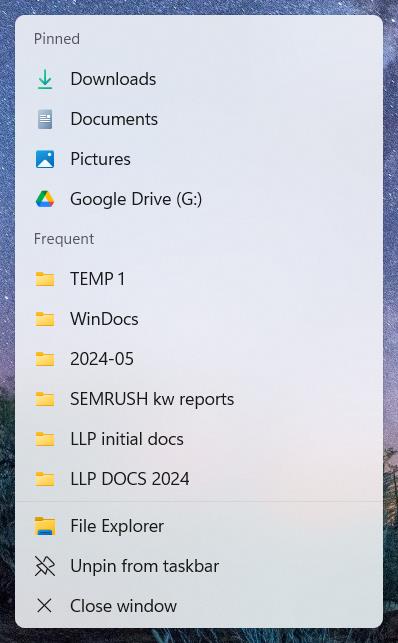 How to set the File Explorer Maximum Entries for Windows 11 Jump List 1 File Explorer Max Items Jump List Win 11