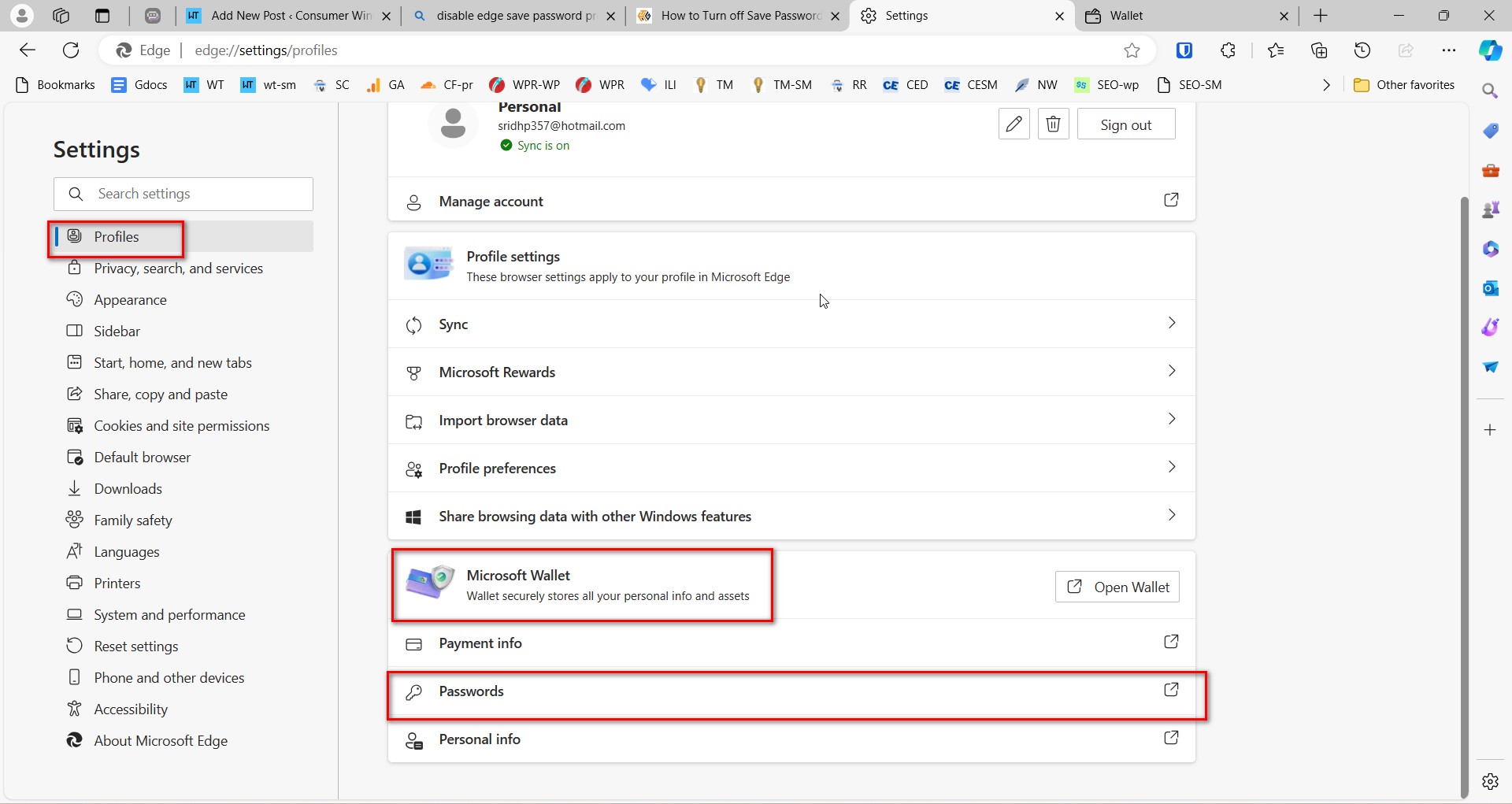 How to Disable the "Save Password" Prompt in Microsoft Edge 4 Microsoft Wallet Settings